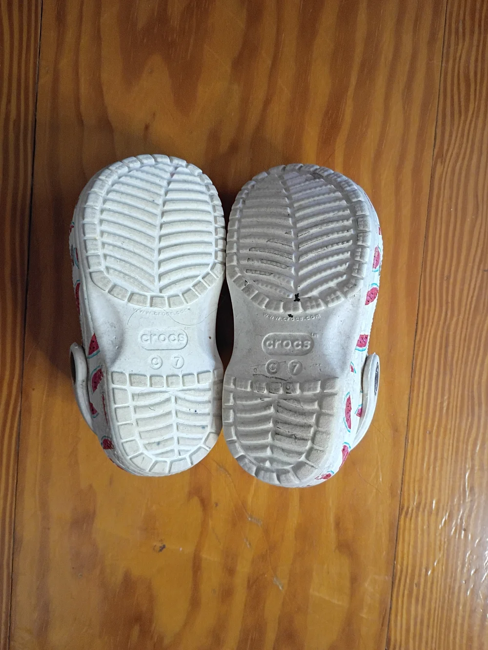 CROCS White Kids Clogs with Pink Watermelon Print